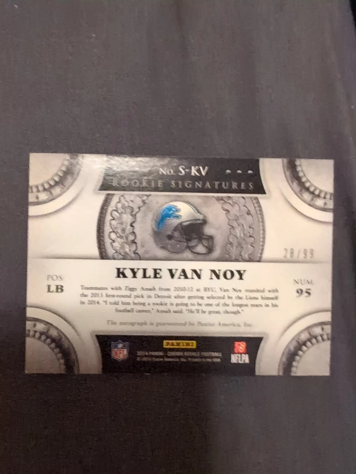 2014 Panini Crown Royale Kyle Van Noy Rookie Signatures Bron Card Auto #S-KV /99 - Image 4 of 4