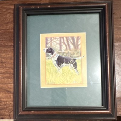 Framed German Wirehaired Pointer Dog Print Artwork Collectible