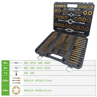 KS TOOLS COMPETITION TiN Gewindeschneidwerkzeug-Satz, 110-tlg, Gewindeschneider
