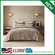 Luxury Velvet Quilt King Size Bedding Set, Ultra Soft Velvet Comforter Set, Ligh