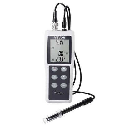 VEVOR pH Meter Portable Tester Kit 0-14 pH Range IP68 Waterproof Probe 3-Point