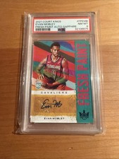 2021-22 Court Kings Evan Mobley Rookie Auto /25 Fresh Paint Sapphire PSA 8 JSY #