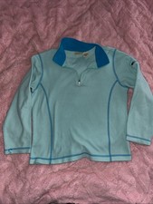 L.L. Bean Girls 1/4 Zip Pullover Fleece, Blue, Size Medium 10-12 