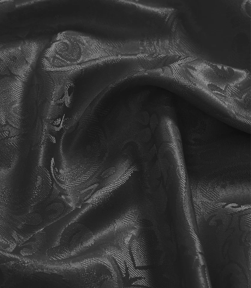 ELRENE HOME CAIDEN WOVEN DAMASK ROUND BLACK POLYESTER TABLECLOTH 70" NEW - Image 3 of 4