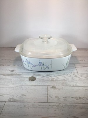 Vintage Corning Ware Casserole Dish, Shadow Iris, 2 Liter, With Lid