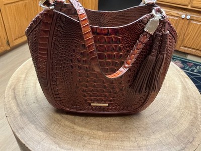 NEW! BRAHMIN Rose Gold Pecan Croc  Leather MARIANNA Melbourne Shoulder Bag