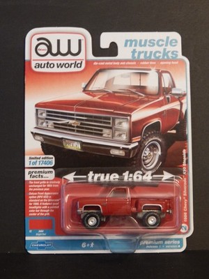 1986 Chevy Silverado K10 4x4 Step side Red Auto World 1/64 MIP VHTF
