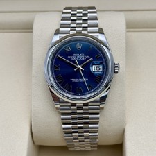 Rolex Datejust 36 126200 Blue Roman Dial Smooth Bezel Jubilee. 2026 Full Set New