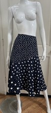 BODEN NEW Navy Blue/Cream Polka Dot Flared Midi Skirt Sz US 4