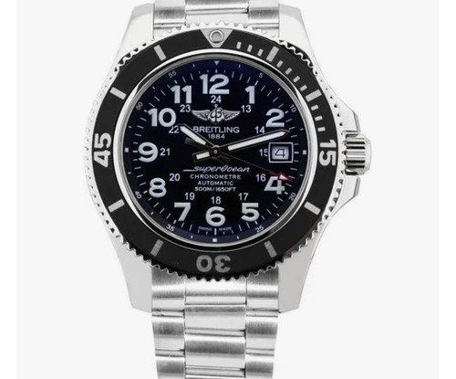 Breitling Superocean II 36 Black Dial Black Rubber Bezel Steel...