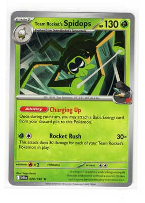 #ad Pokemon Destined Rivals 020 182 NON Holo Rare Rocket#x27;s Spidops DECK EXCLUSIVE $5.24