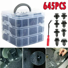 645Pcs Plastic Fender Fastener Rivets Bumper Push Clips Pin With Remover Tool US