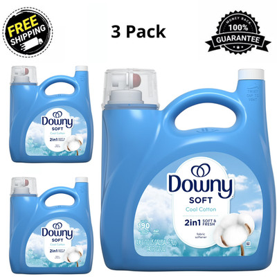3 Pack Downy Liquid Fabric Softener Conditioner Cool Cotton 140oz 190 Loads