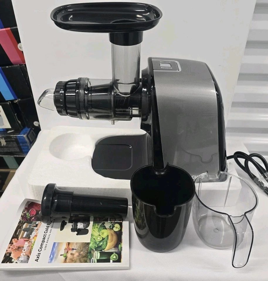 Exprimidor compacto BioChef Cold Press Axis frutas verduras plateado excelente_plateado Foto 4 de 4