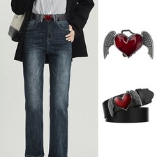 Ethnic Style Carved Heart Shape&Wing Belt Buckle Rock Belt Buckle for Adult
