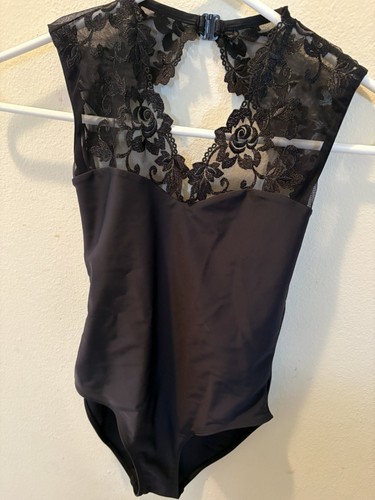 Ballet Rowa Black Leotard with Lace Detail Women's Extra Small