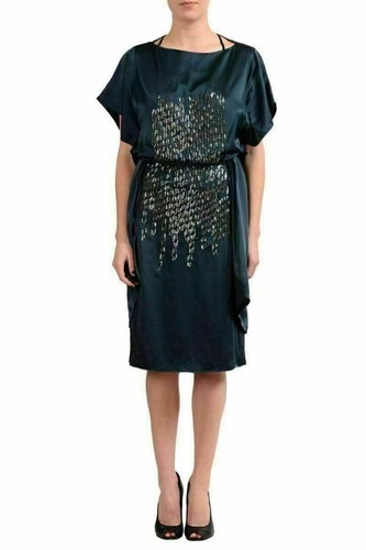 MAISON MARGIELA 1 Xmas Green Beaded Embellished Satin Sheath Dress NWT S - Picture 6 of 6