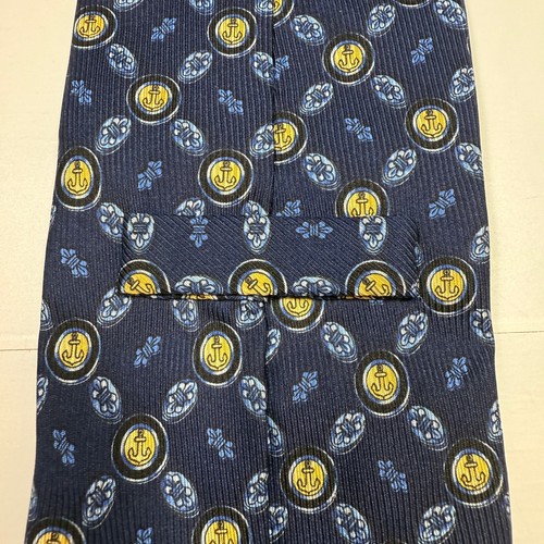 Corbata de seda azul para hombre Gianfranco Ferré con estampado de ancla hecha a mano en Italia - Imagen 3 de 9