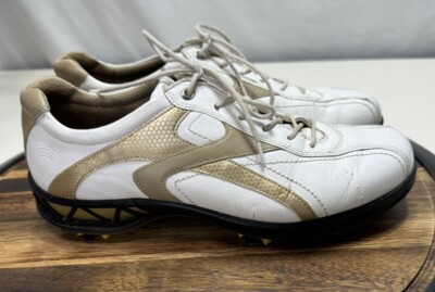 ECCO Golf Women's Size 40 US 9-9.5 White Gold Leather Spikeless