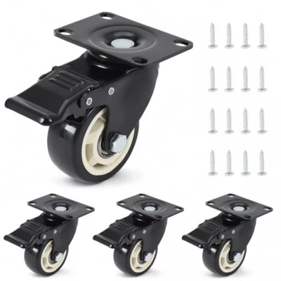 MARKENLOS 4 x Schwerlastrollen mit Bremse 75mm Transportrollen 360° Rollen Lenkrollen