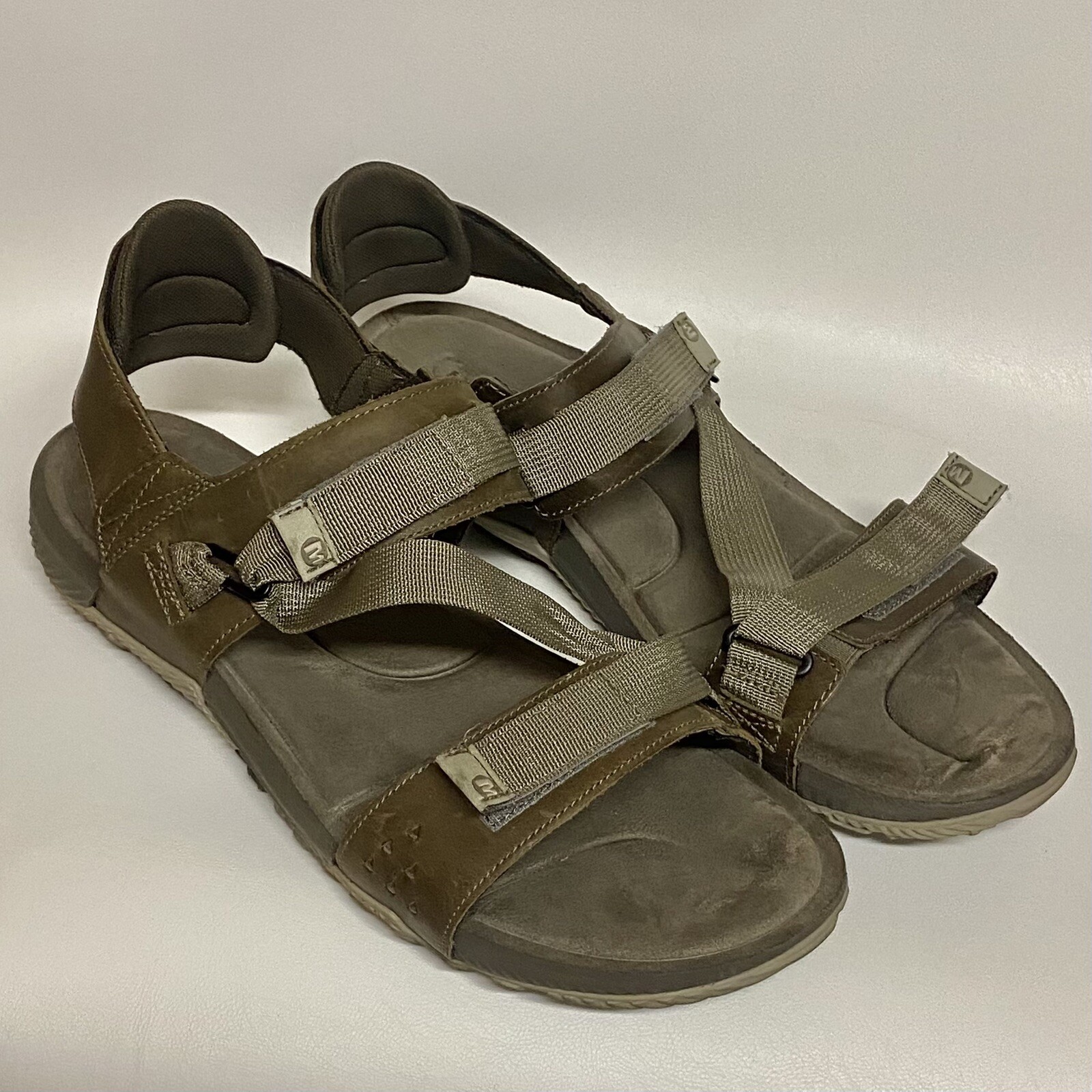 Merrell Sandali Uomo Terrant Strap Taglia 13 Marrone Grigio Outdoor Pelle Imbottiti