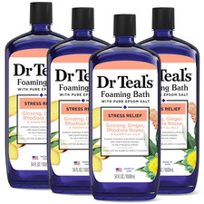 Dr Teal's Foaming Bath with Pure Epsom Salt, Stress Relief Ginseng Ginger 4 Pack