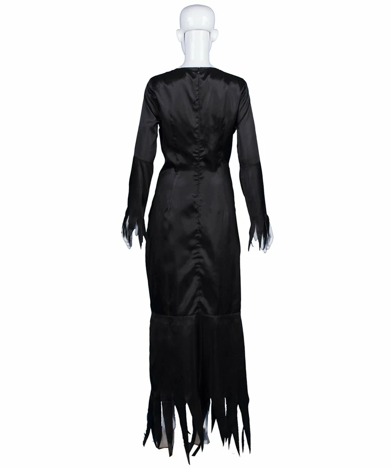 Vestido Negro Juegos con disfraces The Addams Family Morticia Halloween Fiesta Disfraz HC-1286 Foto 4 de 4