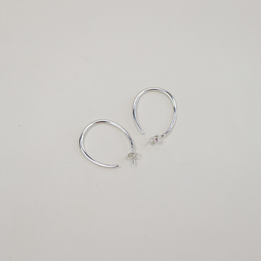 PANDORA 925 Silver Organic Hoop Earrings 42mm-image
