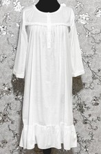 SoieRose 100 White Cotton 3/4 sleeves Victorian Nightgown - SR-1016