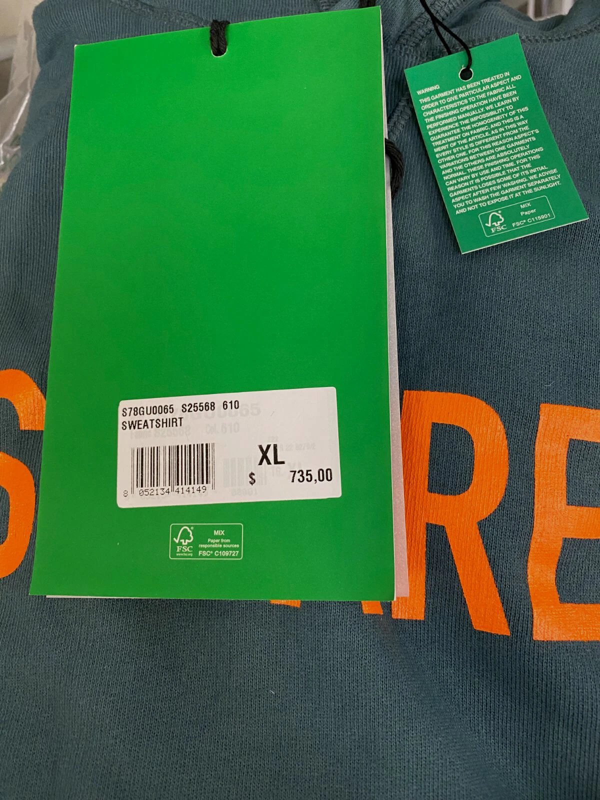 Felpa maglione girocollo da uomo verde Dsquared2 $735 taglia XL