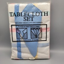Bardwil Linens 5 Piece Tablecloth Set With 4 Napkins 60" X 84" Oval Made in USA