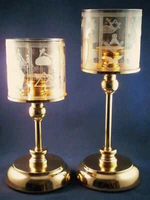 Logen-Glas Leuchter m. Freimaurer Motiv Freemason glass - Bild 1 von 4