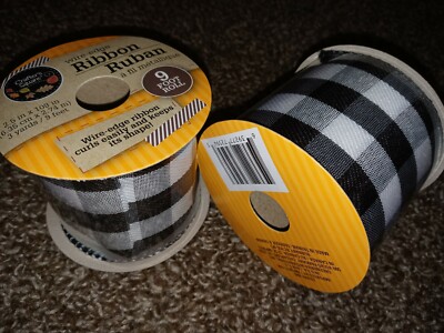 NEW! 2 ROLLS 12 YD Buffalo Check Wire-Edge Ribbon  FAST SHIP!  Crafts LAST SET