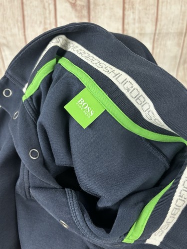 Hugo Boss Sweat Mens XL 1/4 Button Snap Jumper Sweater Navy Blue - Picture 21 of 24