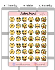 Emoji Icon Planner Stickers - Emojis Mood tracker #2, Calendar & Journal Sticker