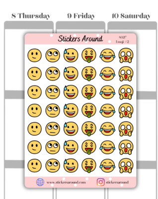 Emoji Icon Planner Stickers - Emojis Mood tracker #2, Calendar & Journal Sticker