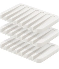 Soap Dish Holder Tray Saver Drainer for Kitchen Shower Bathroom,Silicone X3