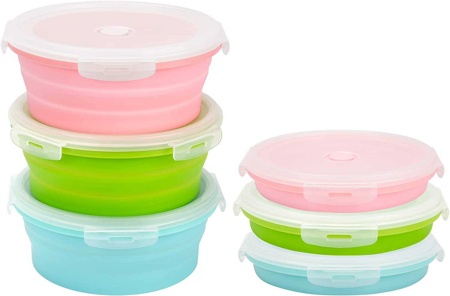 3-Pack Collapsible 27oz Silicone Food Containers with Lids - Space-Saving Lunch Storage