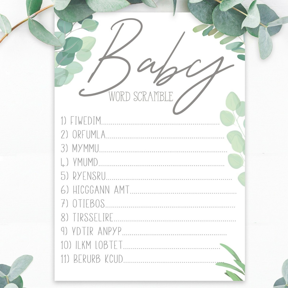 Baby Shower Word Baby Word Scramble