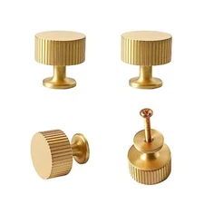 4PCS Gold Brass Drawer Knobs - Gold Brass Cabinet Knobs - Gold Dresser Knobs ...