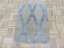 2 x 3 Hand Knotted Beige Modern Oriental Rug With Silk G15421