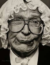 1995 Vintage MILTON BERLE Comedian HERB RITTS Lace Bonnet Funny Photo Art 11x14