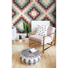 Abstract retro geometric self-adhesive pink and gray wall mural self adhesive