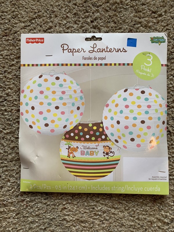 Welcome Baby Hanging Paper Lanterns, Party Decor, 3 Pieces, New In Package, Nice