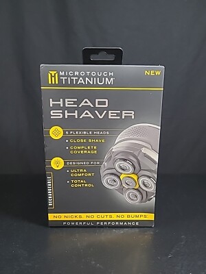 Microtouch Titanium Rechargeable Black Men's Head Shaver - No Nicks or Cuts, New