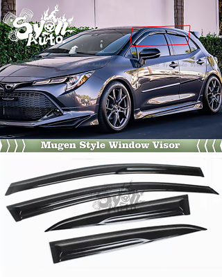 JDM Mugen Style Window Visors For 2019+ Toyota Corolla Hatchback - Glossy Black