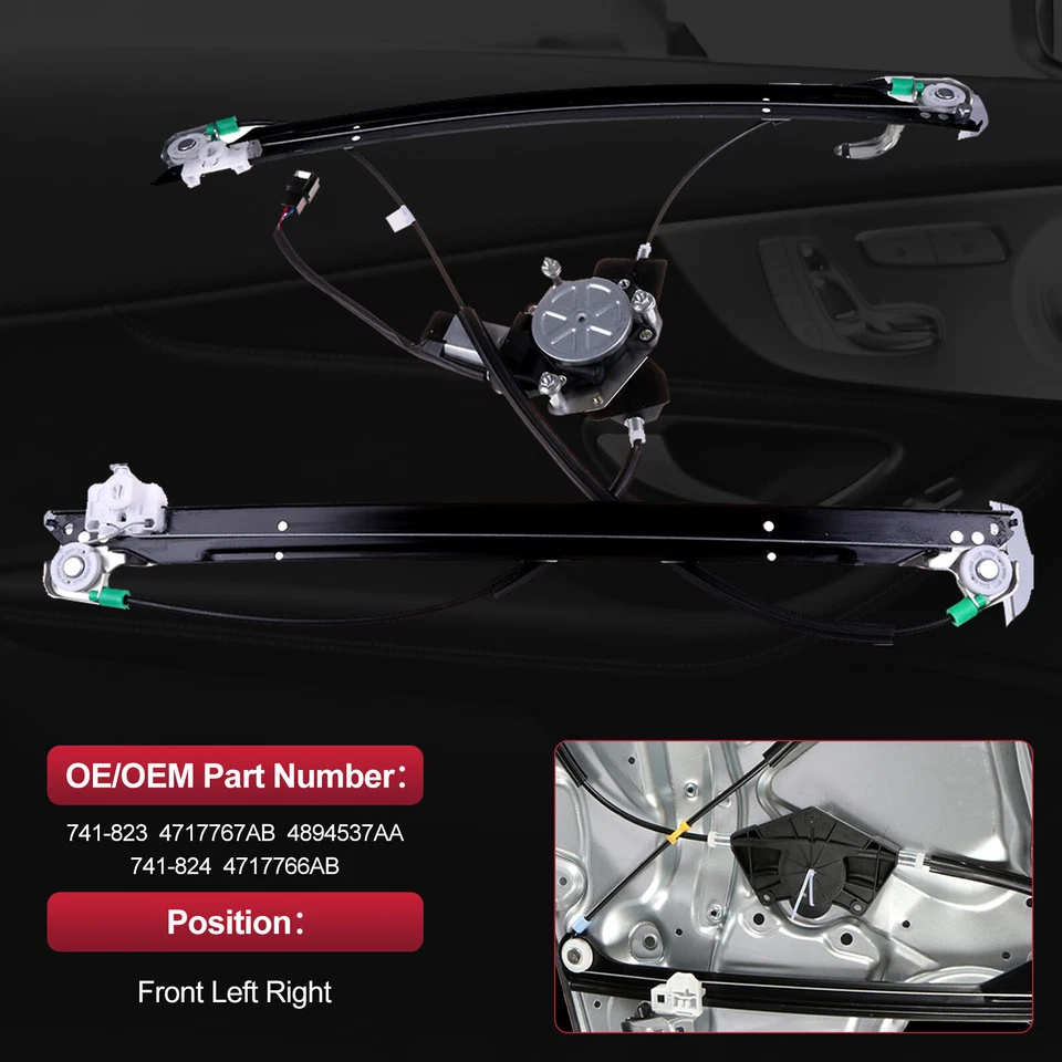 Par de reguladores de ventana eléctrica con motor delantero izquierdo derecho para Dodge Caravan 2001 Foto 4 de 4