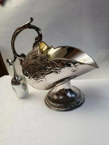 Vintage E.P. ZINC silver plated Allou Sugar Scuttle with Gold Wash. Scoop incl. - Image 3 of 4