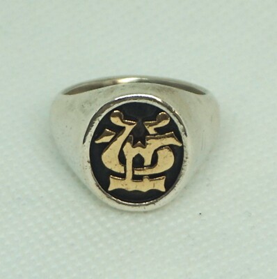 JAMES AVERY 14k Gold 925 Sterling Silver Alpha & Omega Ring sz8.75