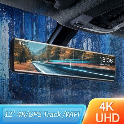 H6 12'' Car DVR 4K 3840*2160P Dash Cam WIFI GPS Rear View Mirror 1080P Car Camera
